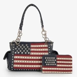 Montana West Patriotic Flag Shoulder Bag Set
